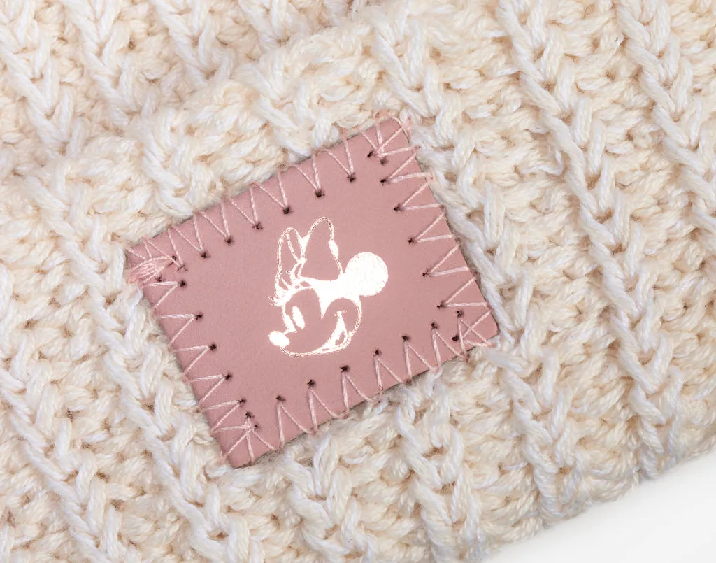Minnie Mouse Toddler White Speckled Double Pom Beanie