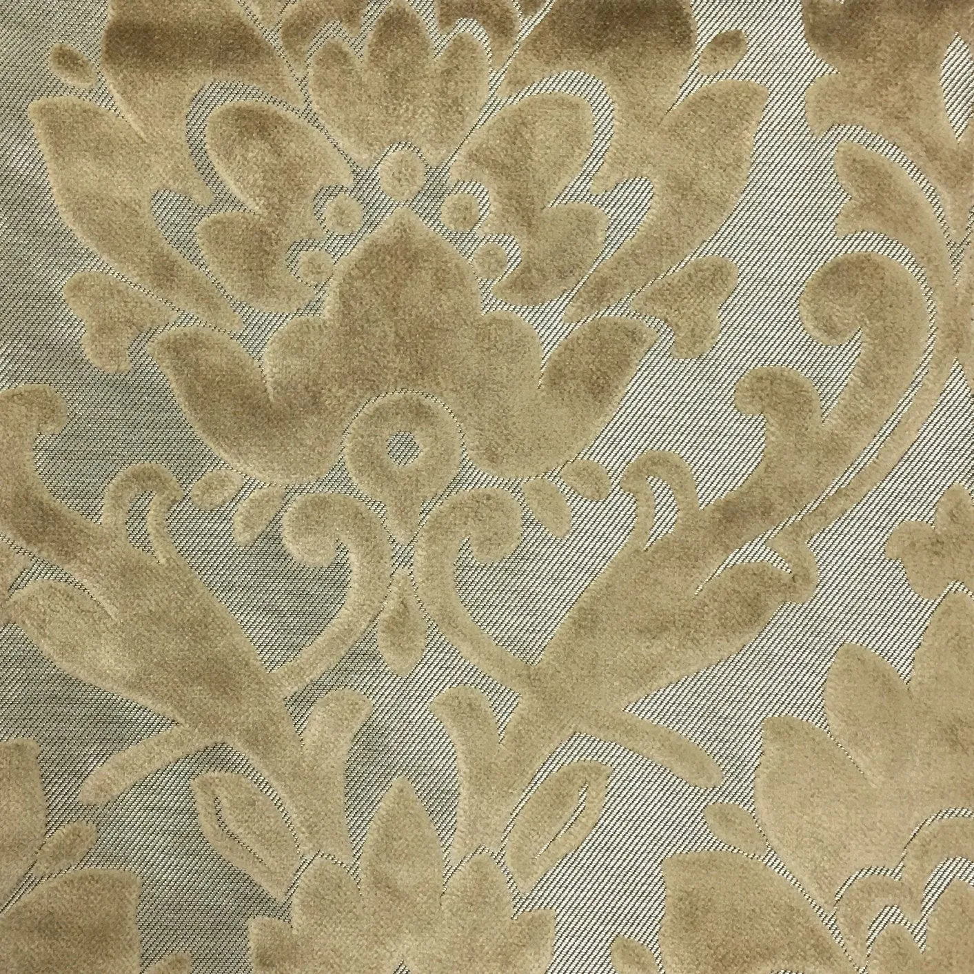 NOTTINGHAM, DAMASK PATTERN LUREX BURNOUT VELVET UPHOLSTERY FABRIC BY THE YARD