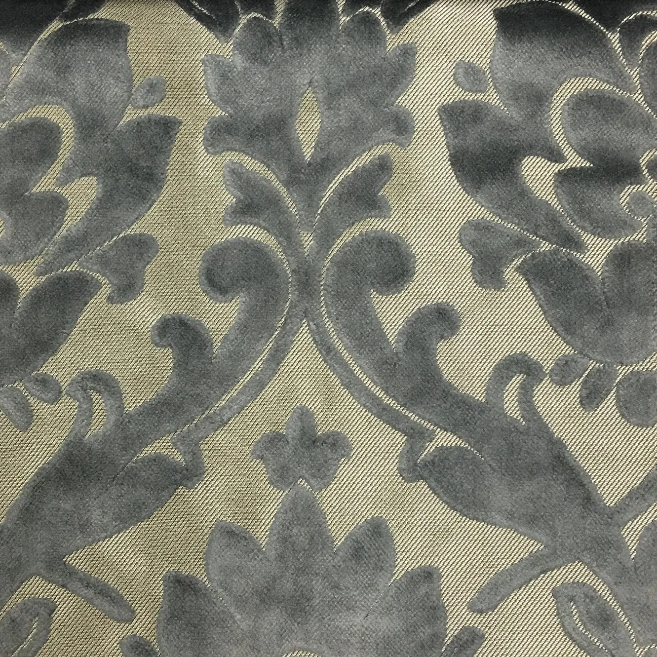 NOTTINGHAM, DAMASK PATTERN LUREX BURNOUT VELVET UPHOLSTERY FABRIC BY THE YARD