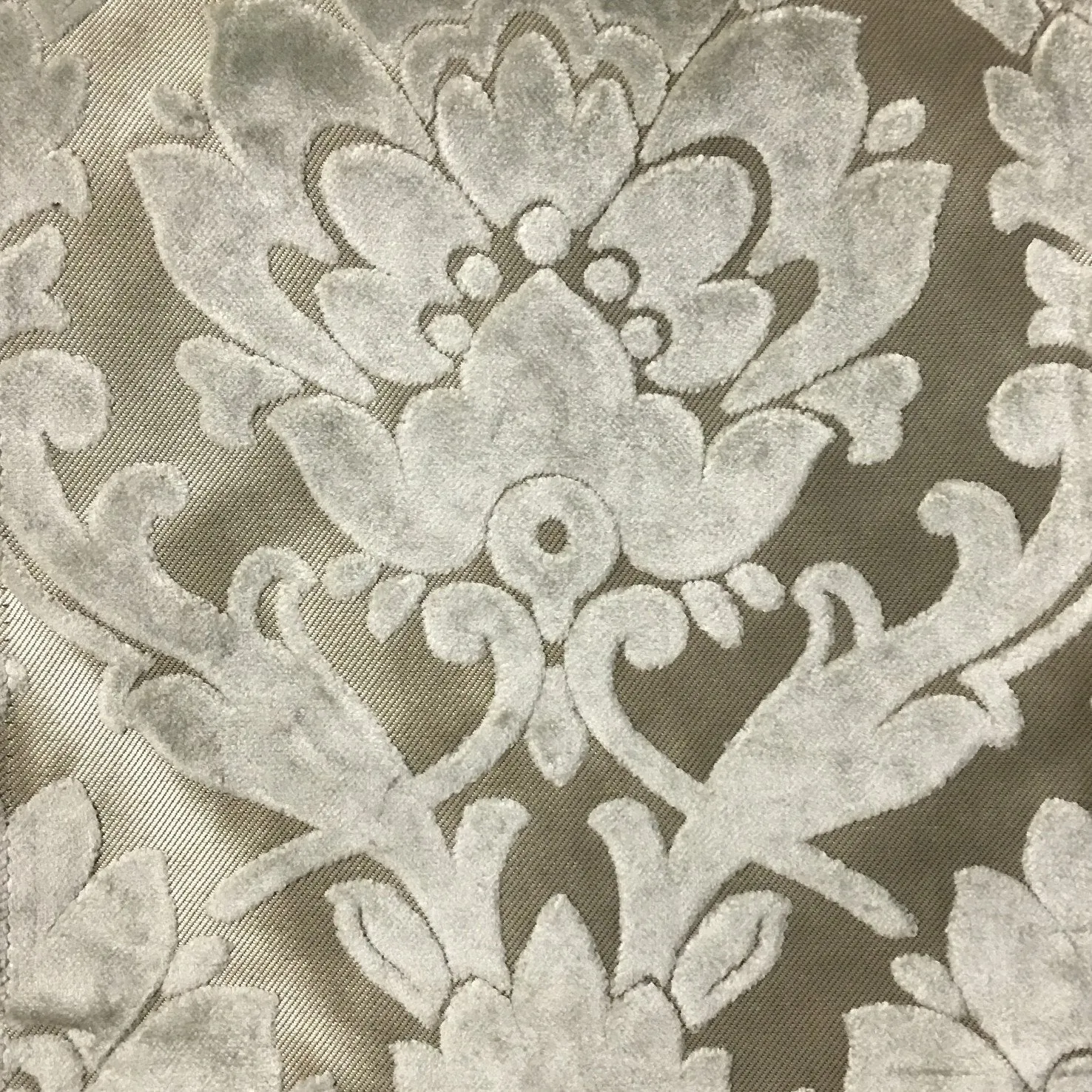 NOTTINGHAM, DAMASK PATTERN LUREX BURNOUT VELVET UPHOLSTERY FABRIC BY THE YARD