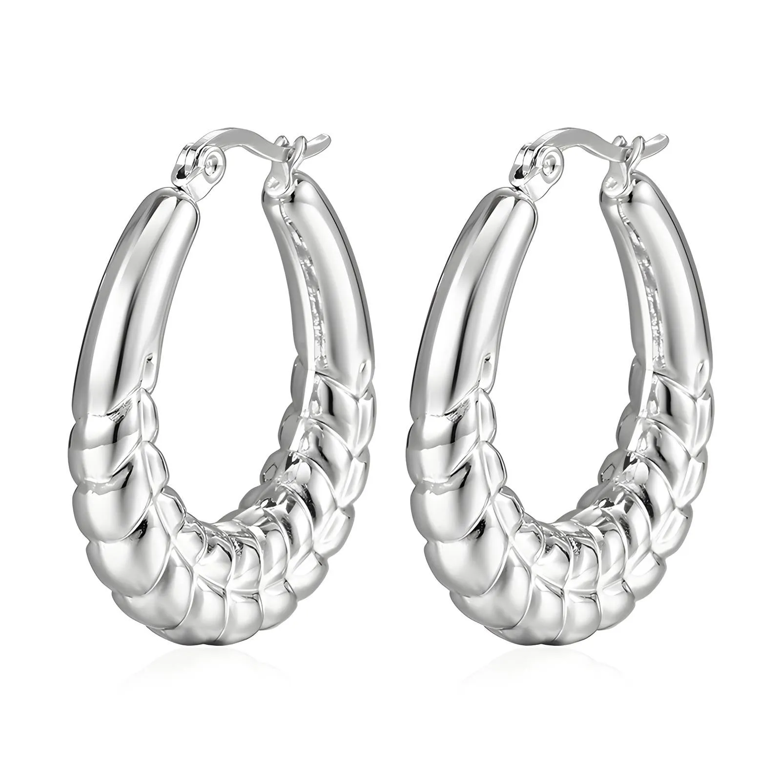 Reriti Intensity Stainless steel Silver Oval Shrimp Earrings