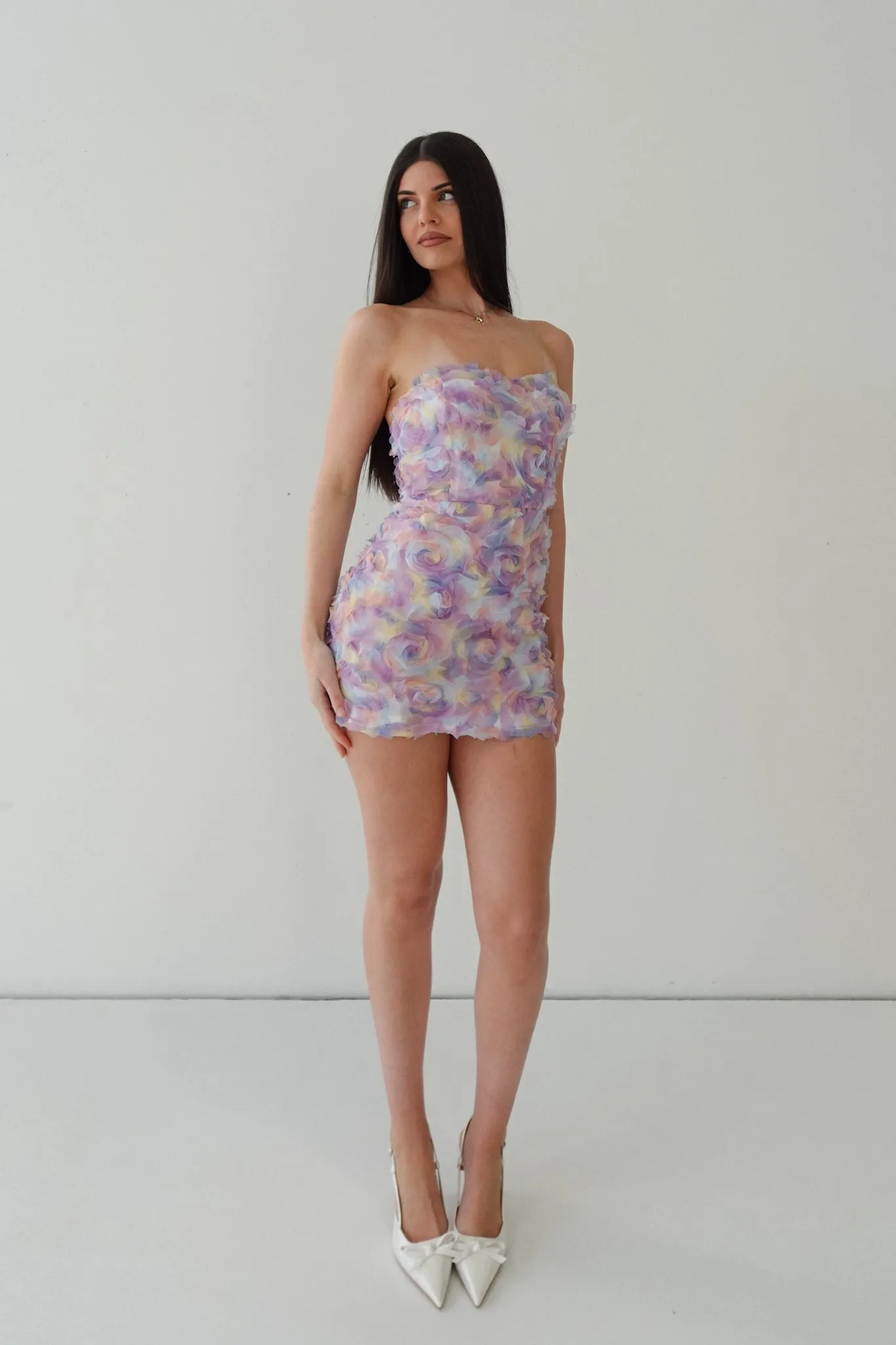 Rosette Mini Dress - Lilac