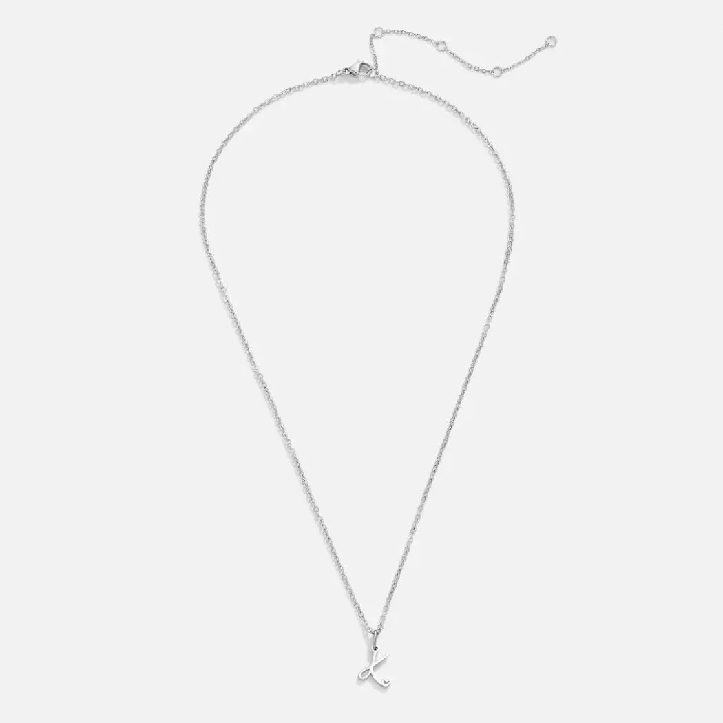 Silver Letter Heart Necklace