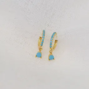Tash | 18 Gold Plated Sterling Silver Huggies with Turquoise Zircons