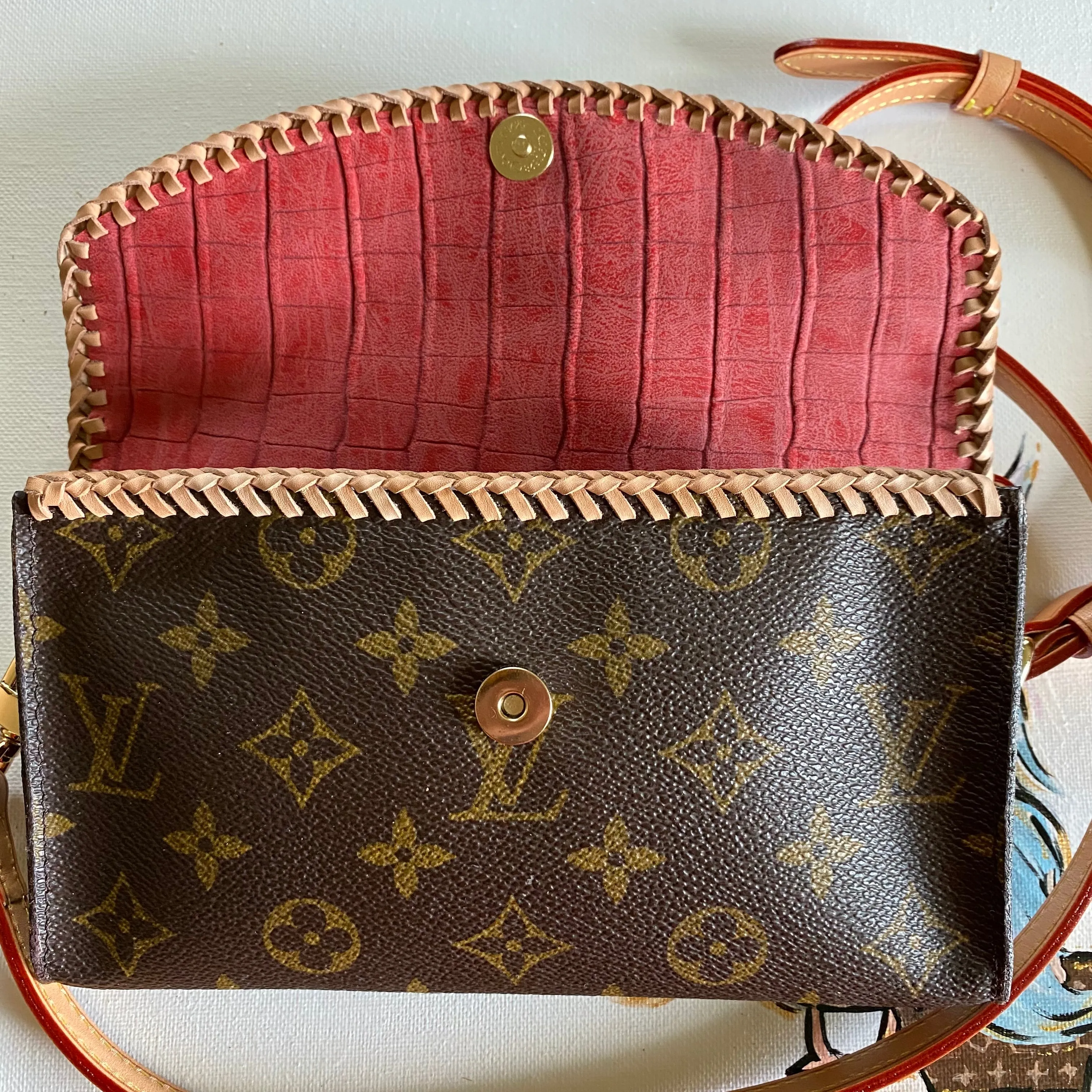 The Junco - Vintage Monogram in Vachetta Crossbody Bag