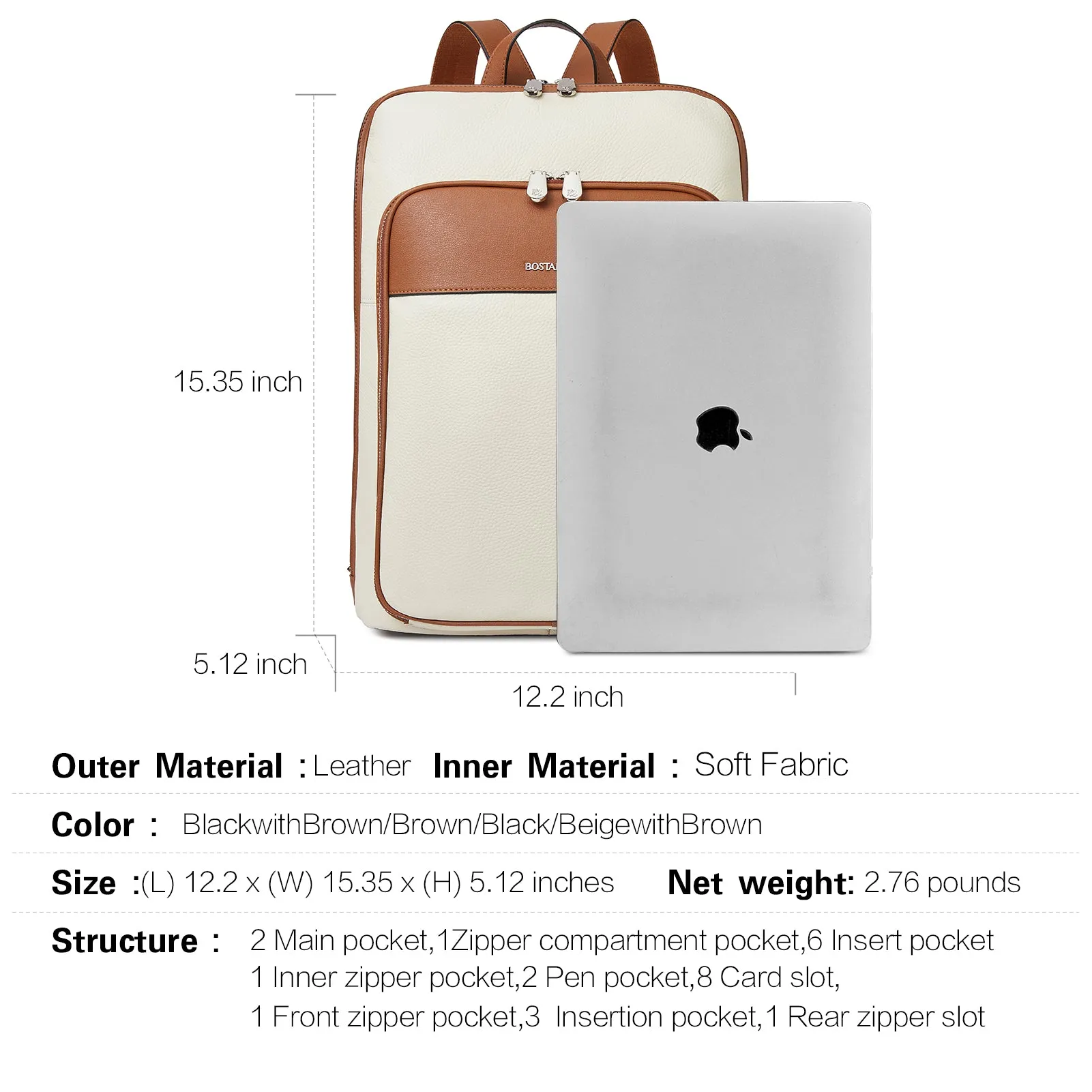 Vallis Large Real Leather Backpack Purse for Women