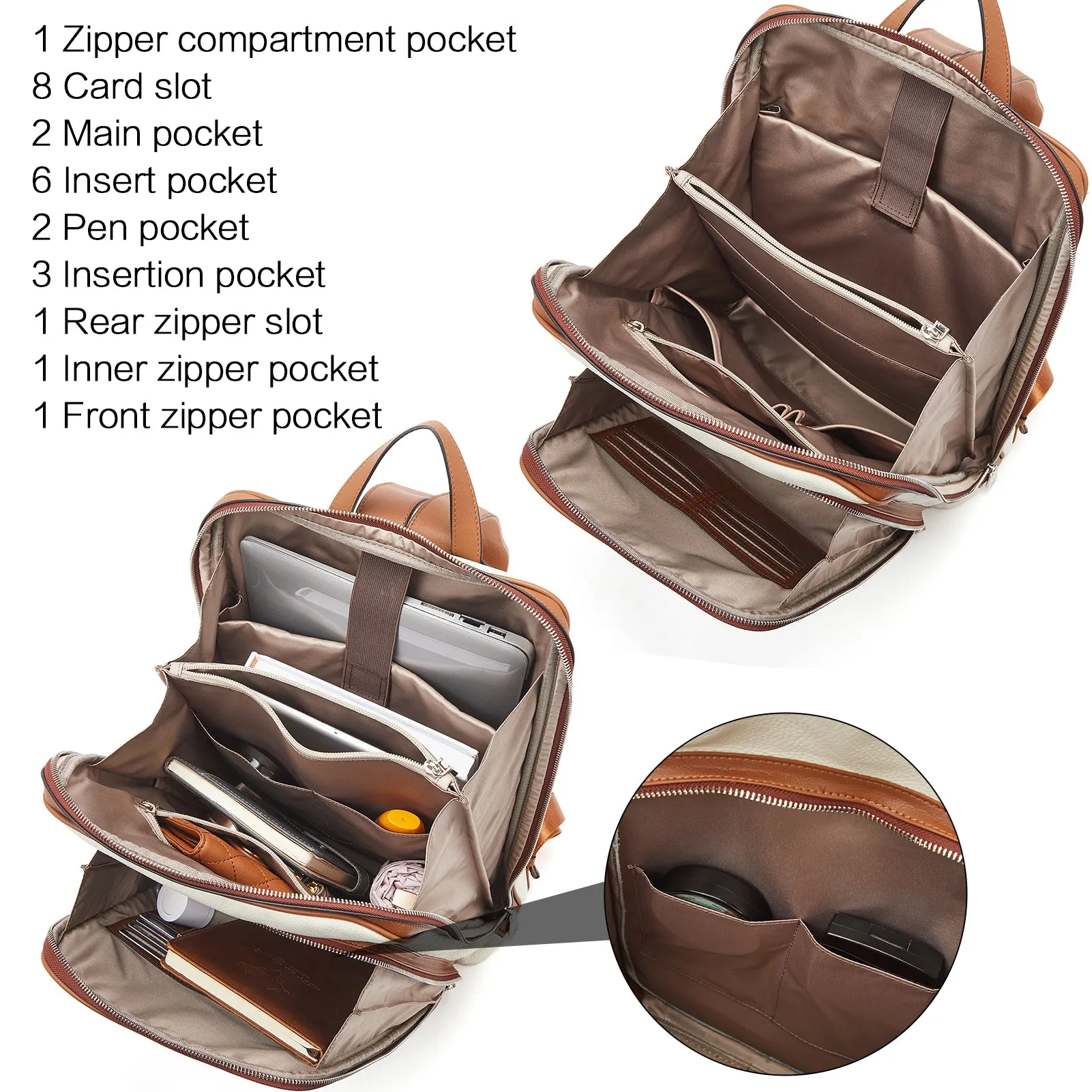 Vallis Large Real Leather Backpack Purse for Women
