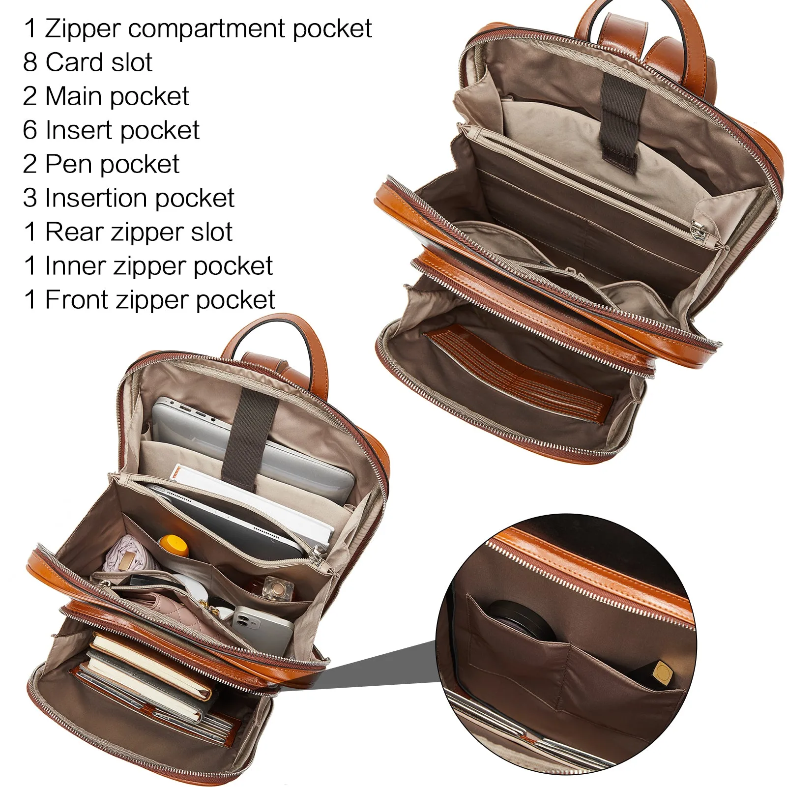 Vrba Large Genuine Leather Backpack Purse