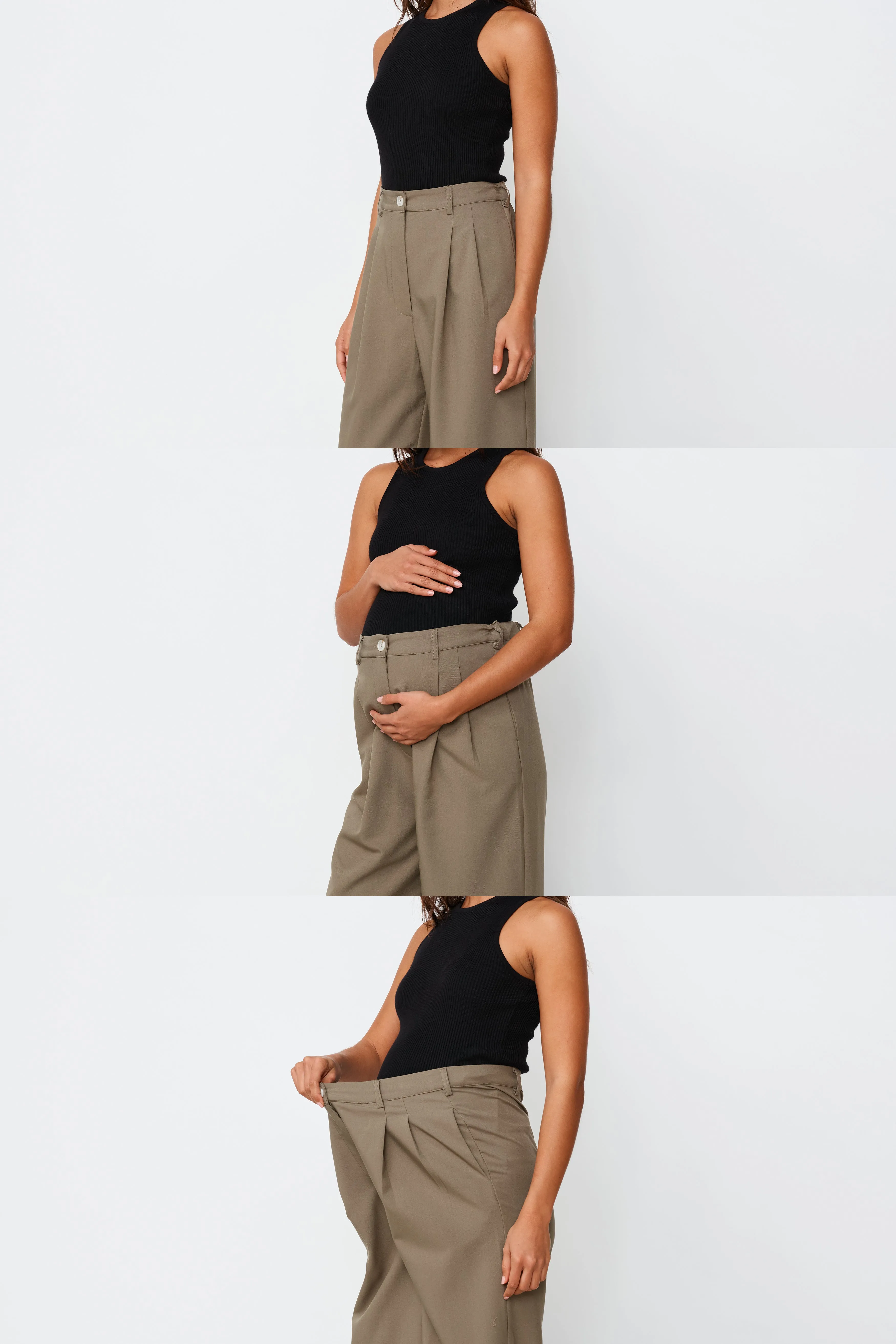 Zadie Adjustable Wide Leg Trouser - Khaki
