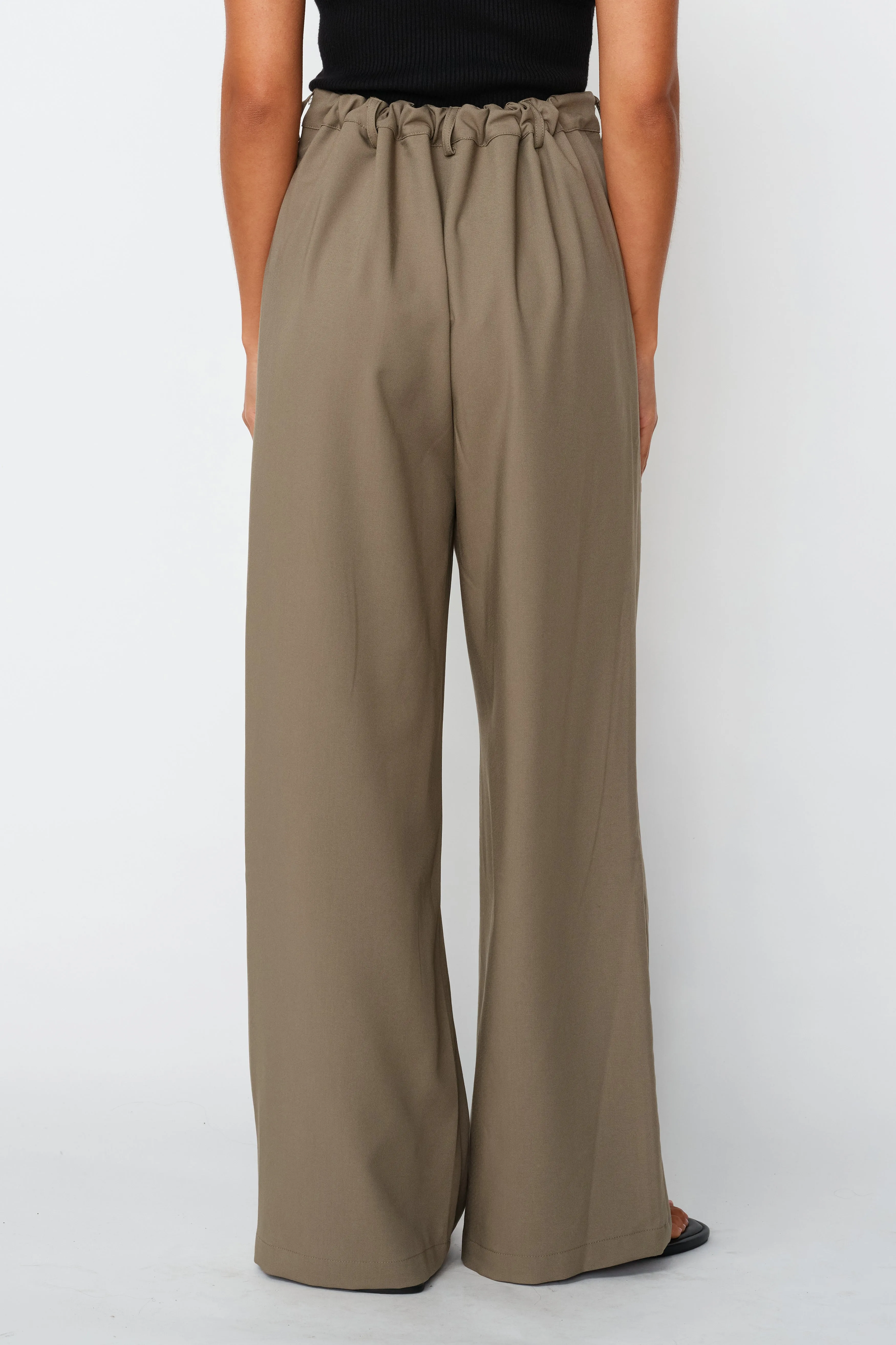 Zadie Adjustable Wide Leg Trouser - Khaki